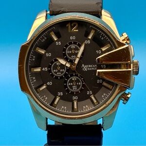 AMERICAN EXCHANGE 5475 Men’s Quartz Wristwatch Faux Multi Dials Working Cond